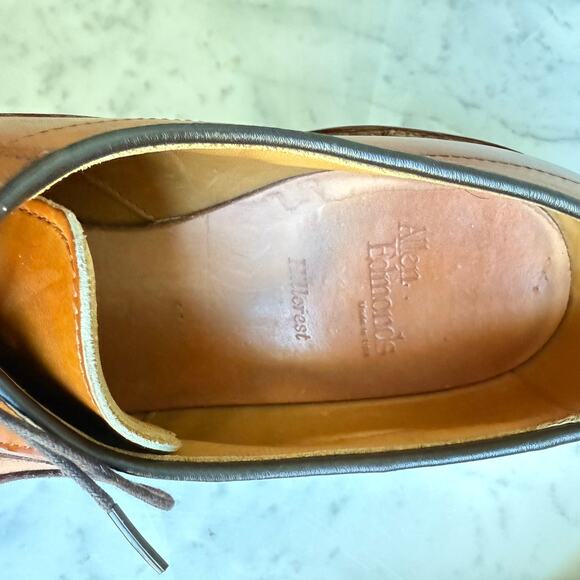 Allen Edmonds Hillcrest Derby Shoes Tan Leather 11.5C Made in USA - Picture 12 of 15